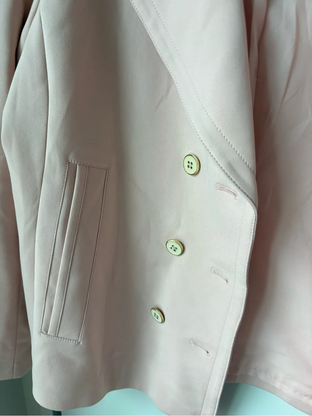 Tommy Hilfiger Blush Pink Double-Breasted Blazer Jacket - Picture 4 of 16